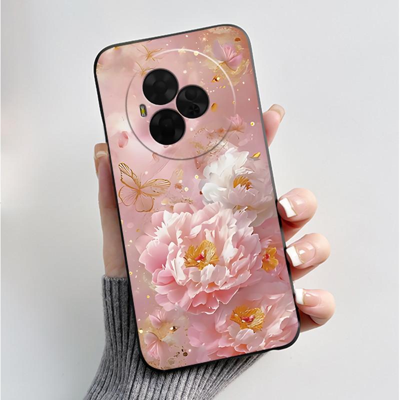 Printing Pattern Case For TCL Nxtpaper 60 Ultra Soft Silicone Black Shell Cover Cute Flower Cartoon Casing