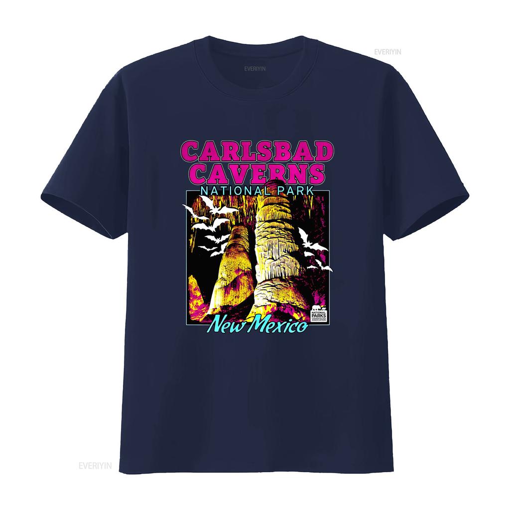Vintage Carlsbad Caverns National Park Bat Print Casual Outdoor T Shirt Vintage Washed Homme Slightly Comfortable Stylish Soft