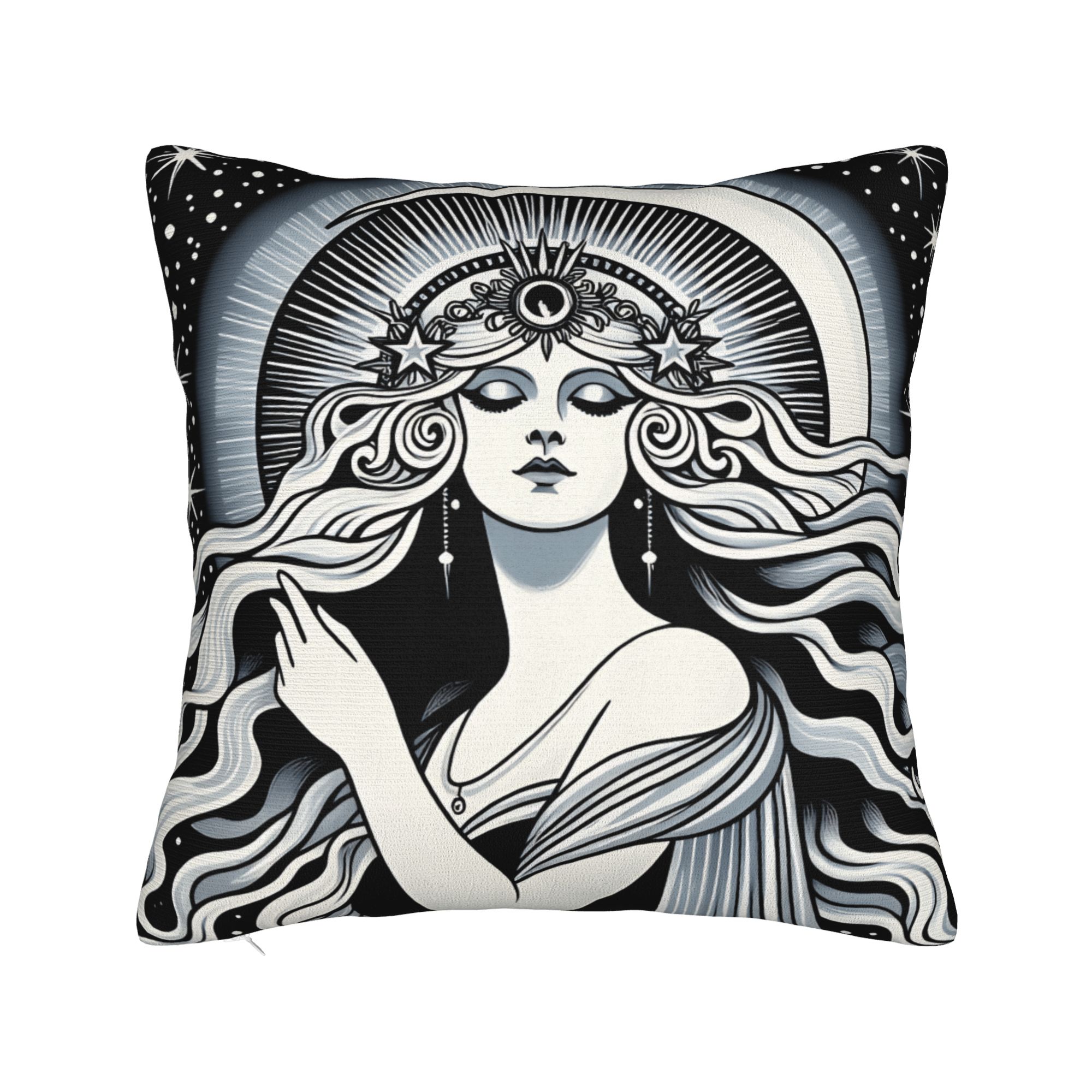 Luna Moon Goddess Pillow Cover  Soft Cushion Cover Vintage Pillow Case For Living Room Chair 30cmx30cm