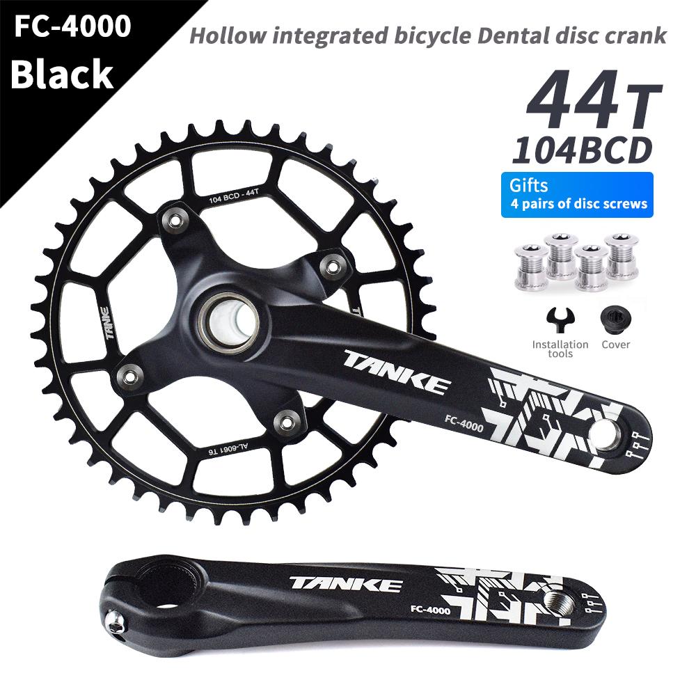 TANKE Crankset 170MM Bicycle Chainring Hollow Integrated Crankset 104 BCD Narrow Wide Bike MTB Crown  Square Hole Sprocket Crank