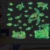 Removable PVC Ocean Theme Decals Glow In The Dark Wall Stickers, Luminous Sea Turtles Tropical Fish Coral Glowing Marine Life Stickers Reefs