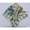 Women Cotton Hippie Summer White Sleepwear Peacock Print Long Maxi Caftan Dress CKFTN-SCRN-FULL-BUYIT-115