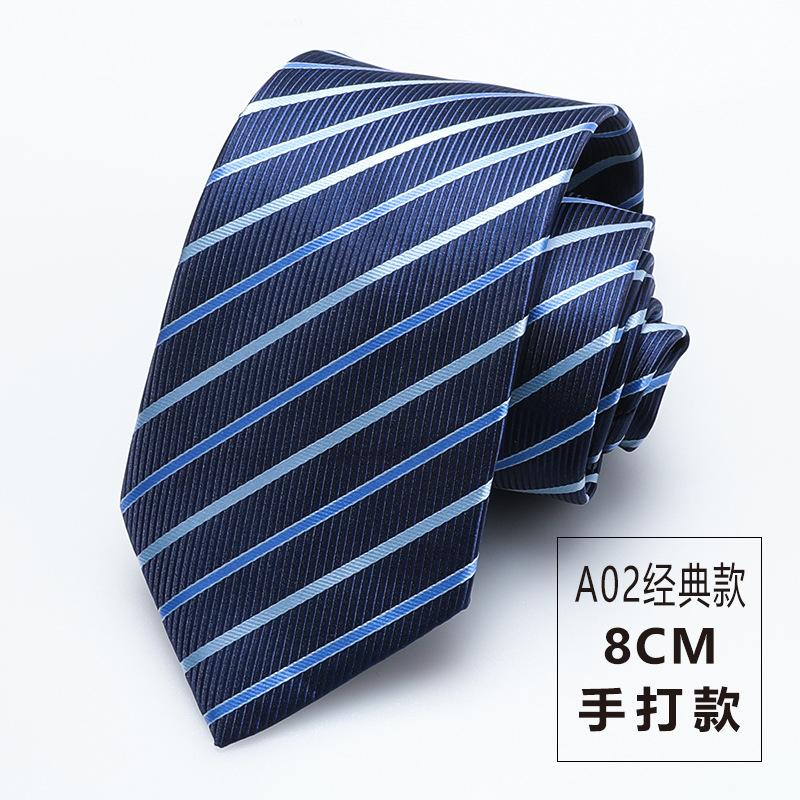 Галстук Мужской Деловой Банкетный Платье Свадебный Жених Синяя Полоска Ручная Завязка Модный Галстук 8 см