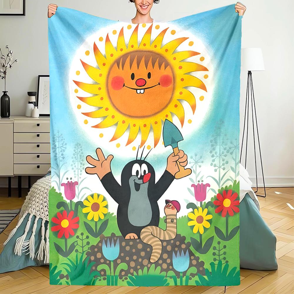 Krtek Theme Printed Blanket - Perfect for Couch, Bed, Travel & Outdoor Use | Machine Washable, Cozy & Durable.