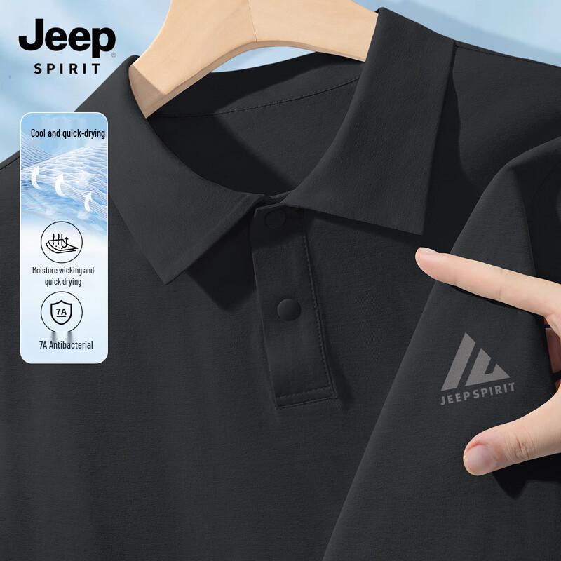 

JEEP SPIRIT Men s Ice Silk Quick-Dry Short Sleeve Polo Shirt M