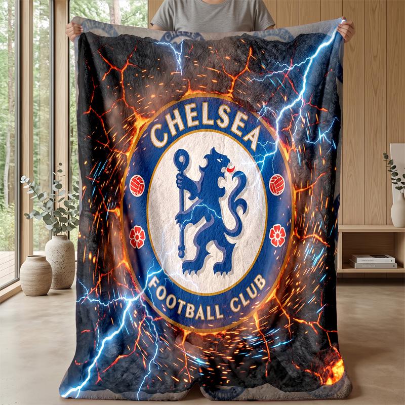 Couverture sur le thème du Chelsea FC Couverture douce en flanelle Couverture jetée en peluche Couverture douillette pour canapé et lit pour la décoration de la maison
