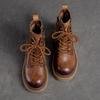 Johnature Thick Sole Vintage Boots Side Zipper Genuine Leather Short Boots Fashion Versatile Women Shoes