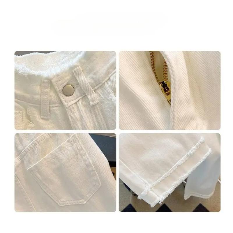 White Loose Jeans Women Spring Summer High Waist Wide Leg Pants Fashion All-matched Thin Denim Long Pants