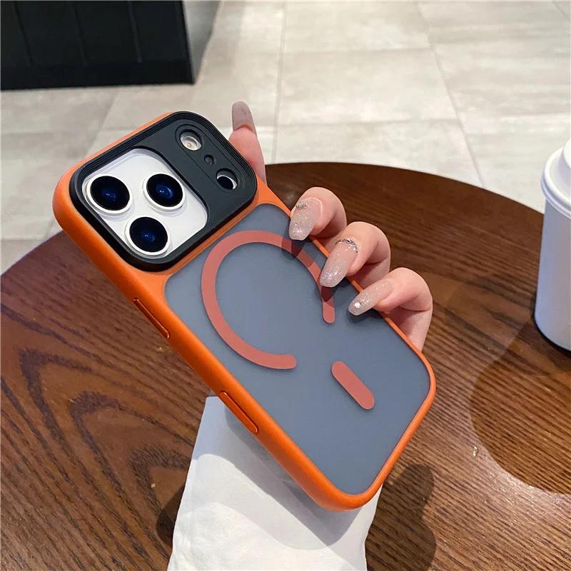 Mat Düşme Karşıtı Zırh Dayanıklı Manyetik Telefon Kılıfı IPhone 17 16 15 14 Pro Max Magsafe Kablosuz Şarj Koruma Arka Kapak