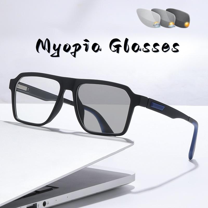 New European American Large Frame Sports Photochromic Anti Slip Myopia Glasses Comfortable Personalized