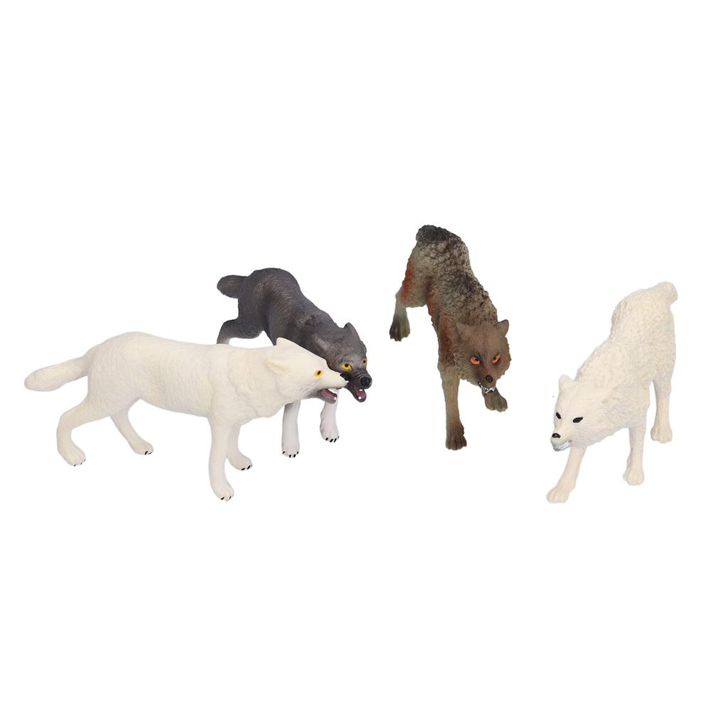 4pcs Wolf Toy Figurines Hand Made High Simulation Animal Action Figures Playsets for Collection