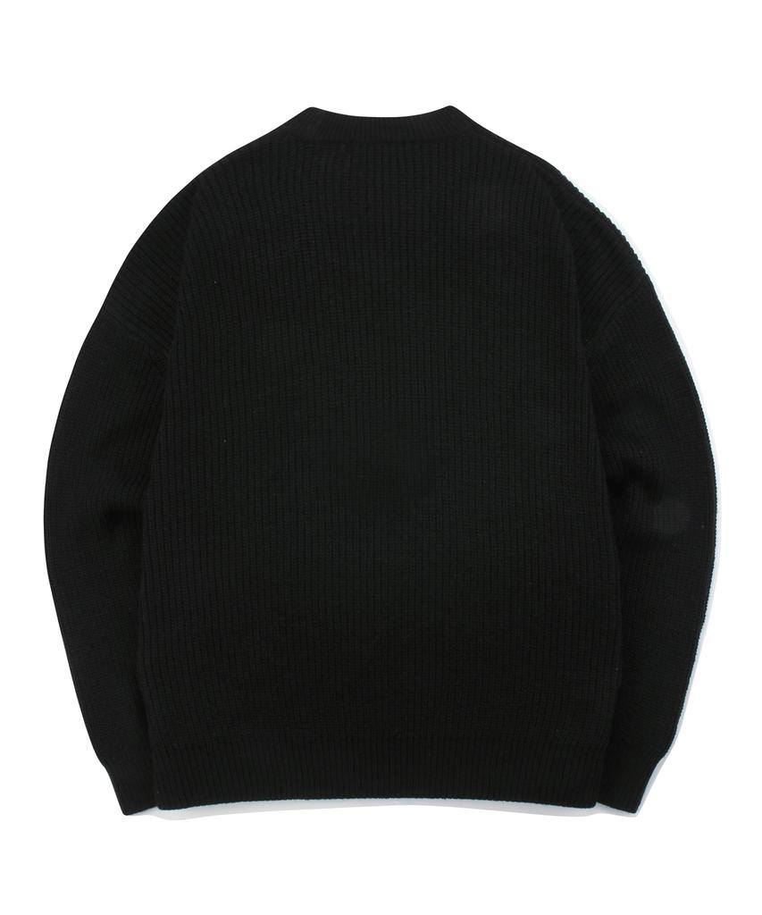 COLUMBIA UNIVERSITY 1754 Crown Overfit Round Sweater Black