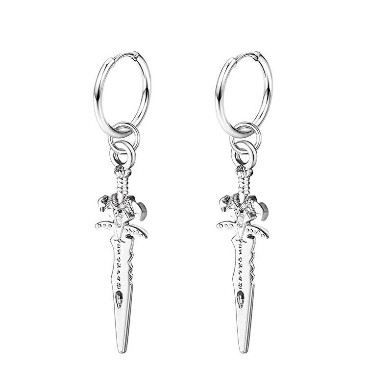 Black Series Titanium Steel Punk Style Earrings - Unisex, Korean Fashion, Unique Design