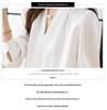 2026 Spring Women's High-End V-Neck Satin Chiffon Shirt - Elegant Mature Style for Autumn Commute