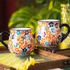 [Elegant Floral Ceramic Mug] 1pc Elegant Hand-Painted Floral Ceramic Mug - Microwave Safe, Insulated for Hot & Cold Drinks - Unique Coffee Accessory
