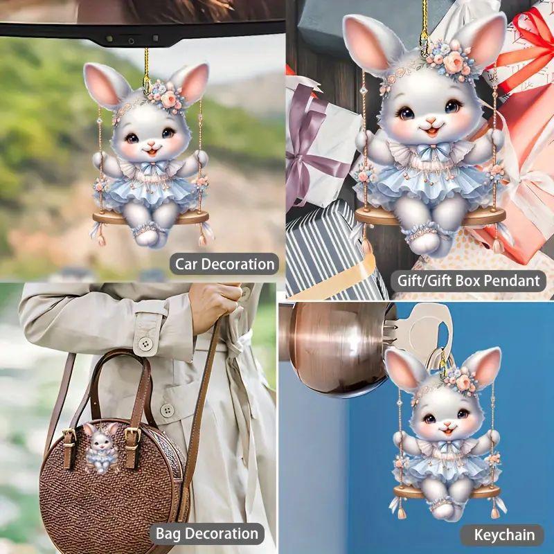 1pc New Cute Bunny Holiday Pendant, Car Decoration Pendant, Easter Pendant,suitable for Easter and Party Decoration,bag Pendant