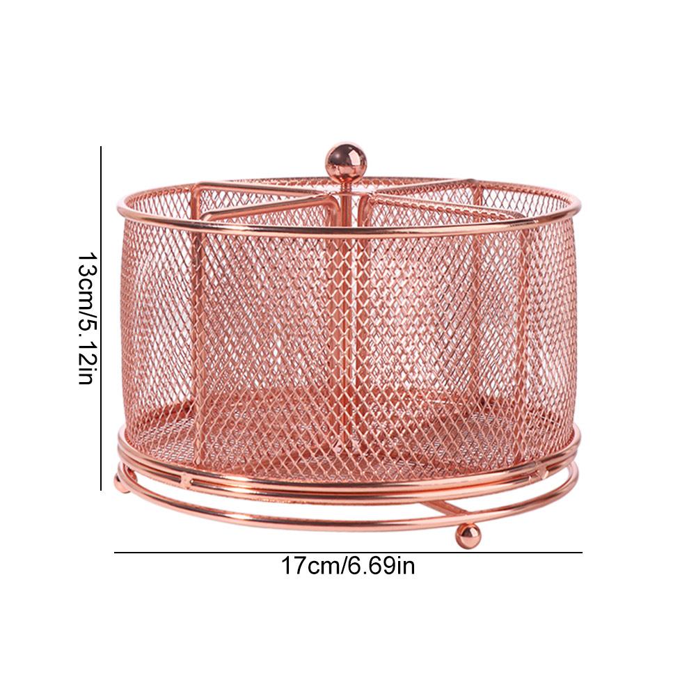 Hollowed-out 360° Rotating Mesh Pencil Holder Metal Desktop Storage Container  Art Supplies