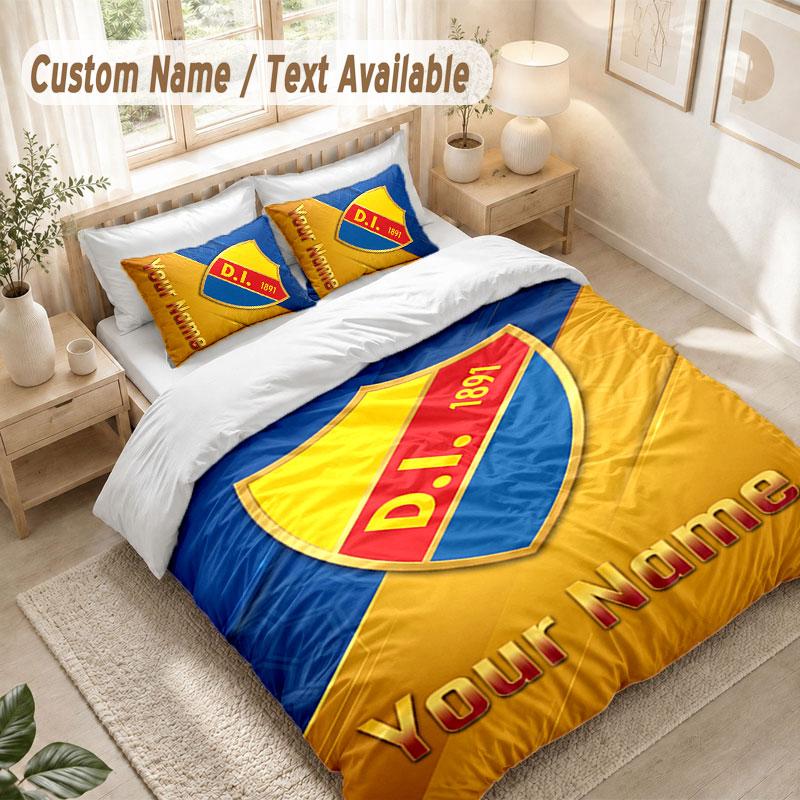Custom Name Bedding Set 3 PiecesDjurgårdens IF Print Duvet Cover + 2 Pillowcases Soft Bed Decor