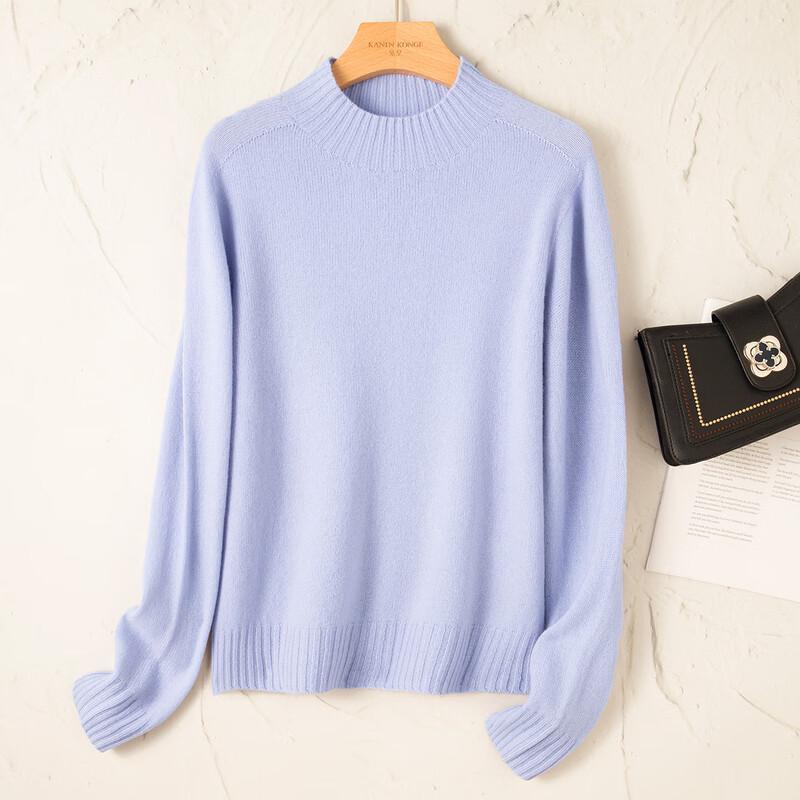 TUHUANG Women's Cashmere Wool Blend Half-High Neck Sweater