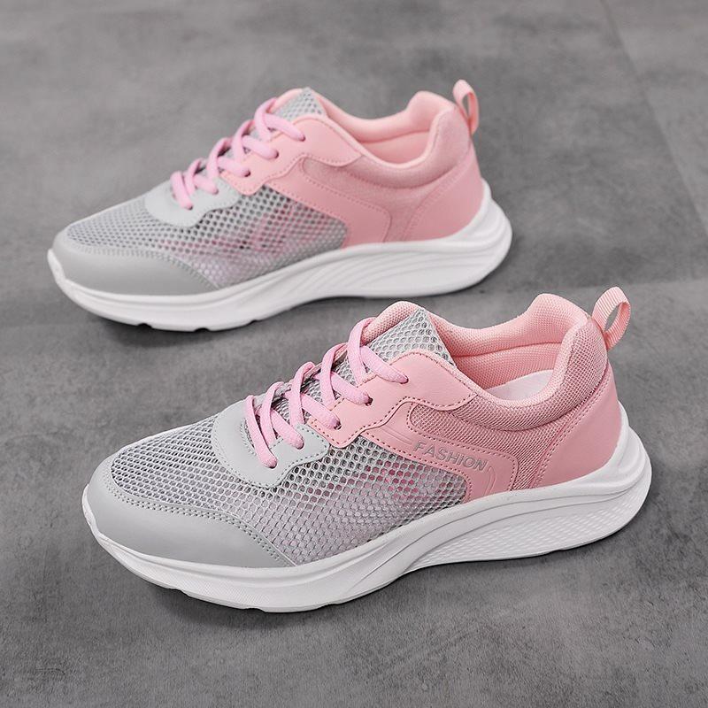 Summer New Korean Casual Sports Shoes for Women Lightweight Soft Soled Hollowed Out Breathable Student Running Shoes