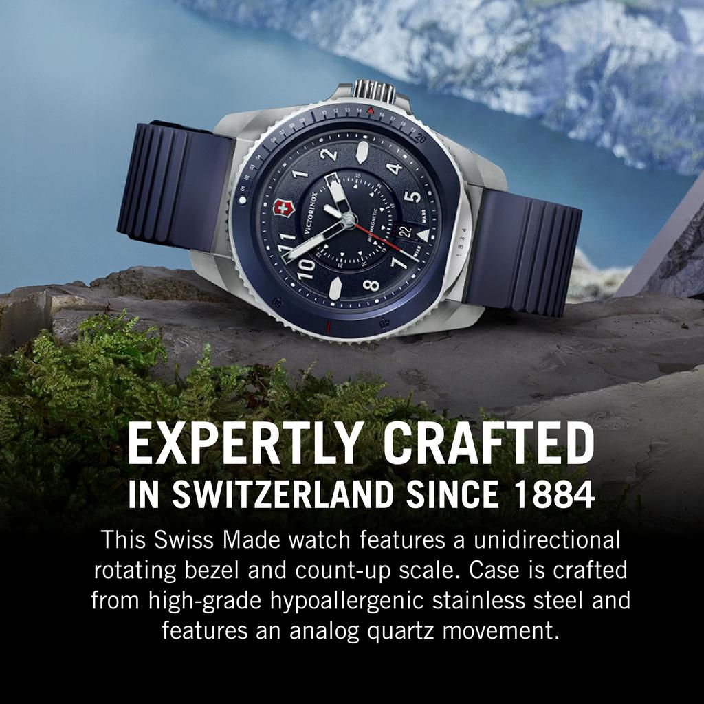 Victorinox JOURNEY 1884 Saat Paslanmaz Çelik Kasa Mavi Kadran Mavi Kauçuk Kordon Kuvars Su Geçirmez Analog Hediye 241975 Erkek (316L) []