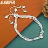 925 Sterling Silver Tassel Heart Side Chain Exquisite Bracelet Gift Jewelry