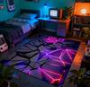 Neon Geometric Gaming Area Rug Non Slip Colorful Light Line Floor Mat for Gamer Bedroom Esports Room Home Decor Carpet