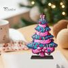 Stable Base Christmas Decor 2D Wooden Tabletop Ornaments, Xmas Tree Santa Lightweight Trees Snowman Sign with Stand, Holiday Party Decorations Favors