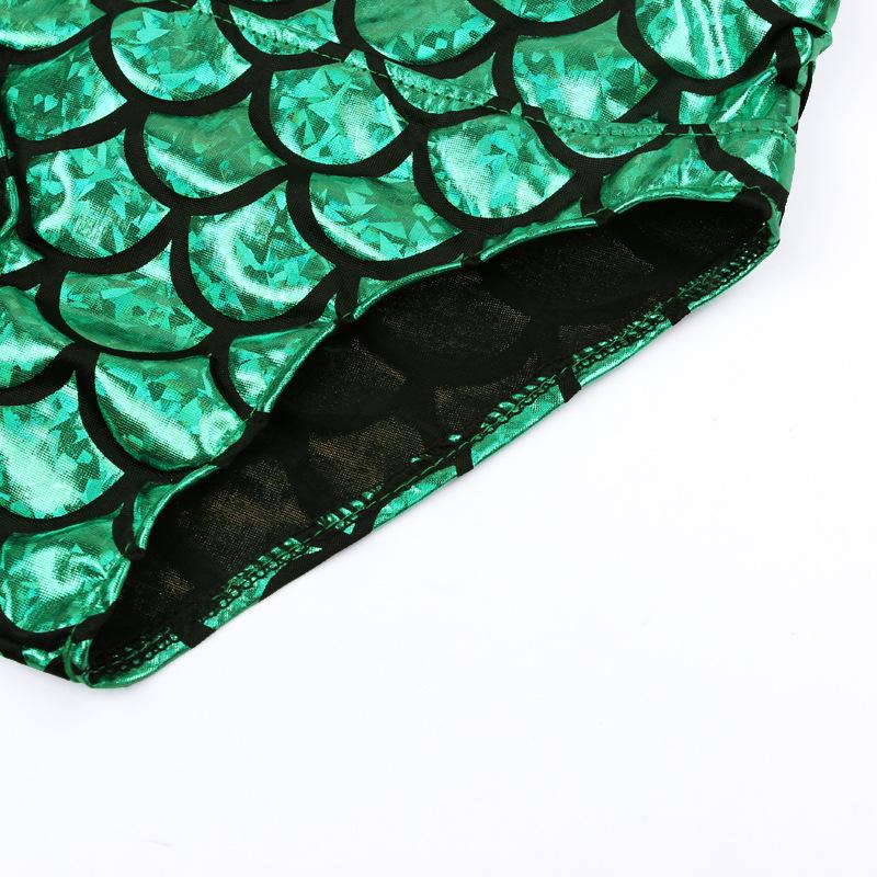 Girls' Two-Piece Mermaid Swimsuit with Bow and Fish Scales