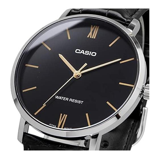[Casio] CASIO Quartz Men's Watch MTP-VT01L-1B Black X Black Leather Band Overseas Model [Parallel Import]