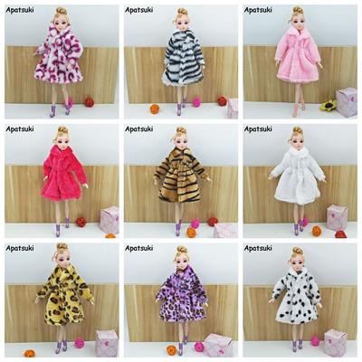 Dětské hračky Doplňky pro panenky Zimní teplé oblečení Růžový kožíšek Mini oblečení Šaty pro panenky Barbie Kožešinové oblečení pro panenky s bederním pásem