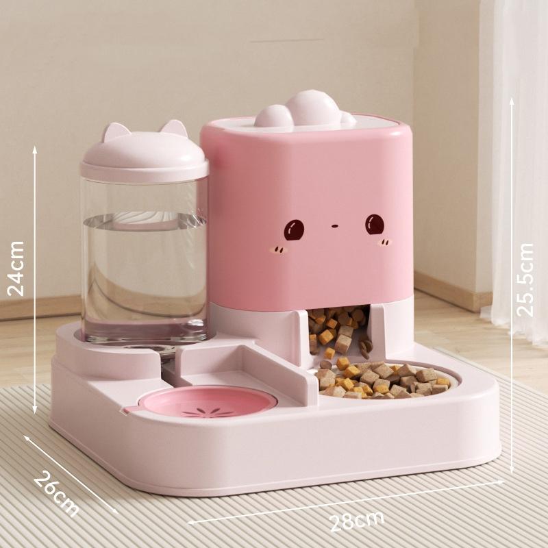 Cute Smiling Cat Automatic Feeder And Water Dispenser Pet Supplies Feeding Organizer Suitable for Cats And Small Dogs