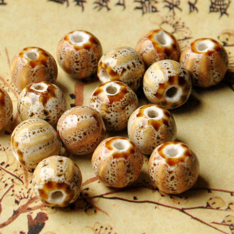 Jingdezhen ceramic jewelry diy Accessories12mm Floral Glazed Watermelon Beads for Making Necklaces and Women's Woven Bracelets Materials