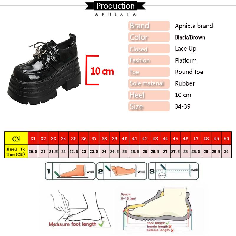 Aphixta 10cm Super High Women Autumn Boots Butterfly Lace Up Women Shoes Thick Botton Sole Boot Patent Leather Footwear