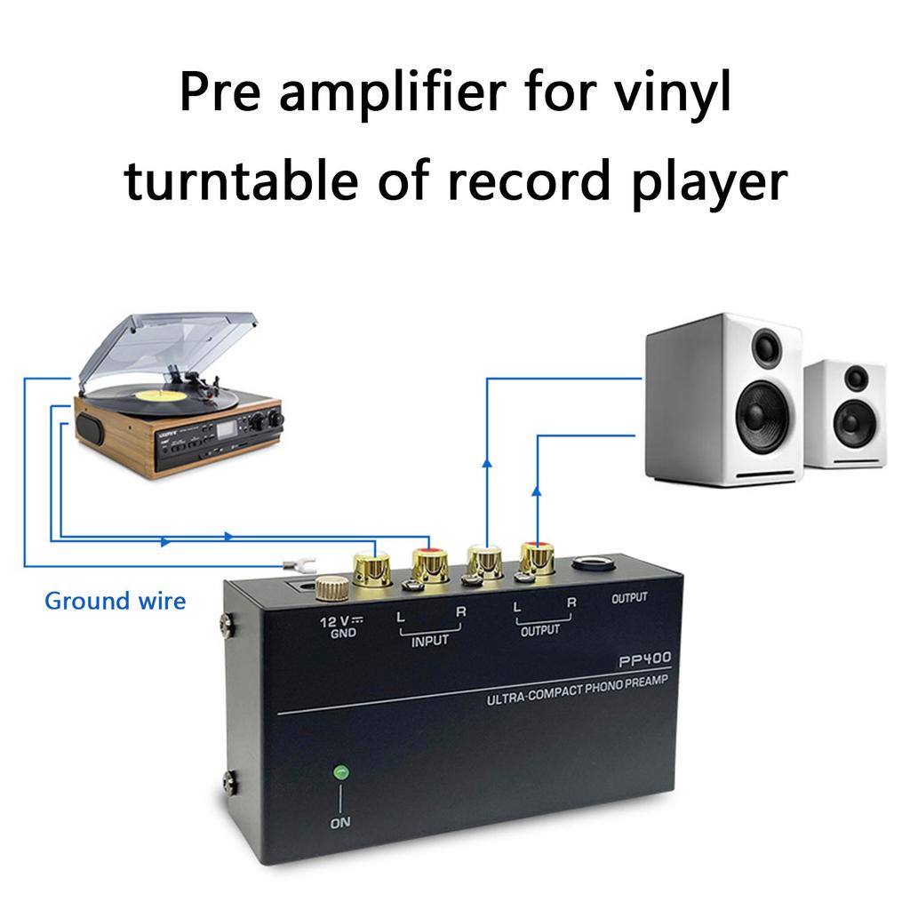 Turntables Signal Boosters For Vintage Vinyls Records Features Low Noise Preamp & 1/4inch TRS / Rcas Output Port