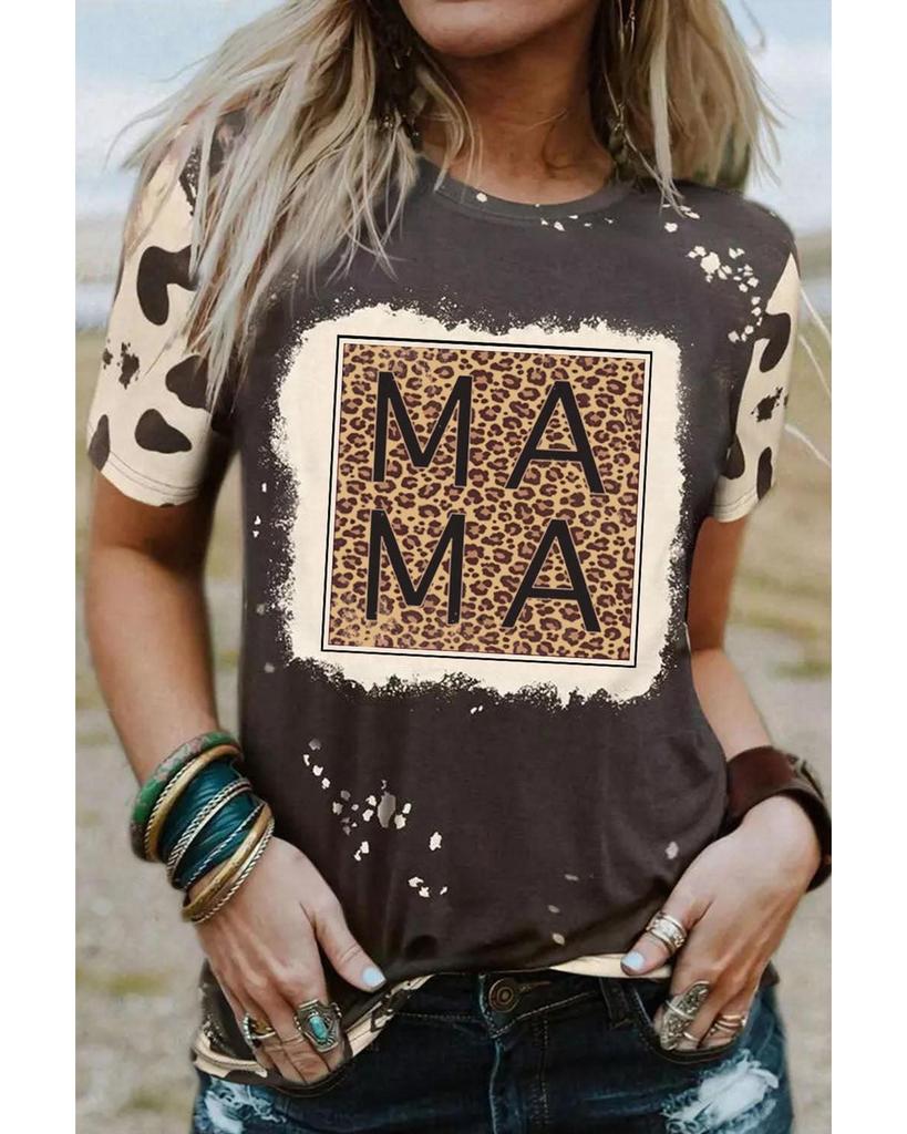 Azura Exchange Tricou cu guler rotund și grafică leopardă