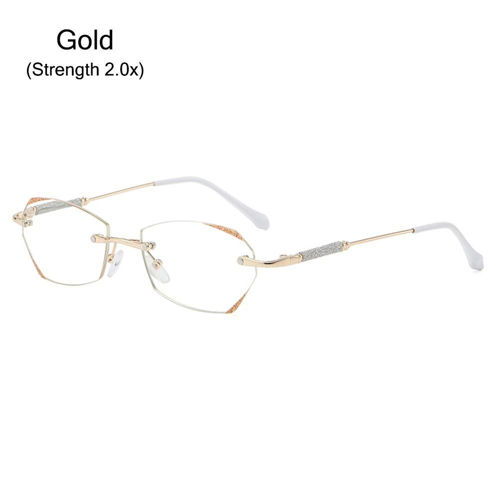 

Fashion Ultralight Anti-radiation Reading Eyeglasses Rimless Reading Glasses Anti Blue Light Strength 2.0x золотий