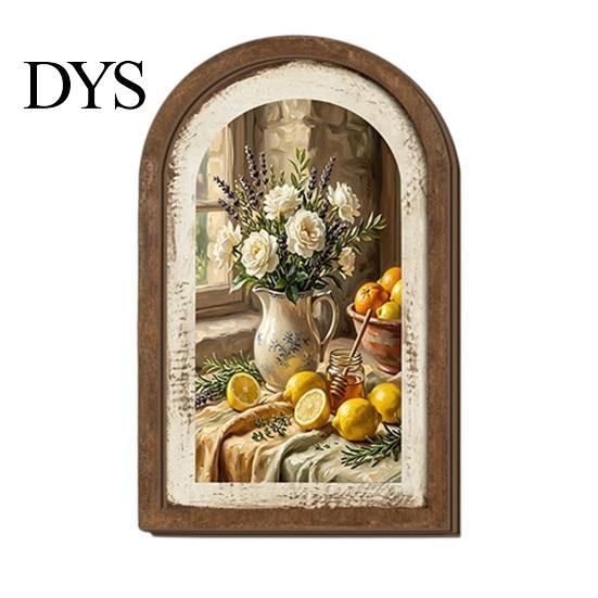 Rustikale Wohnaccessoires Zitronenbogige Wandkunst Dekoration, Pastorale Blumen Holzschild, Nordischer Tulpen-Schild Stil Dekoration für Küche Schlafzimmer Wohnzimmer