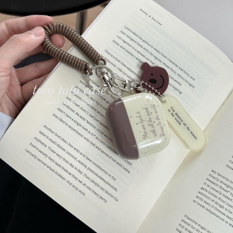 

Earphone Sleeves Applicable to Apple 3 Generation Bluetooth Earbuds Case New Arrival Airpods2 Generation Bear Pendant Rope Airpods2 Drop-Resistant Apple Airpods Pro Shell + same pendant (3)