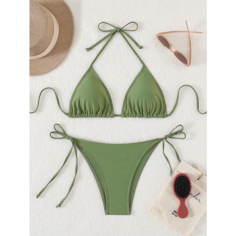 Women's Monarch Butterfly Print Triangle Bikini Set Tie Side Swimwear