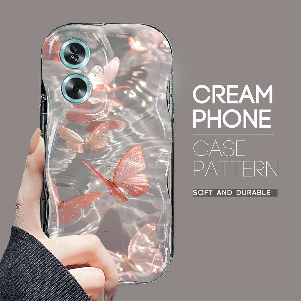 Roztomilý kreslený vzor s krémovou texturou Pouzdro s vlnitým okrajem, měkký silikonový kryt, pouzdro na telefon OPPO Reno Realme