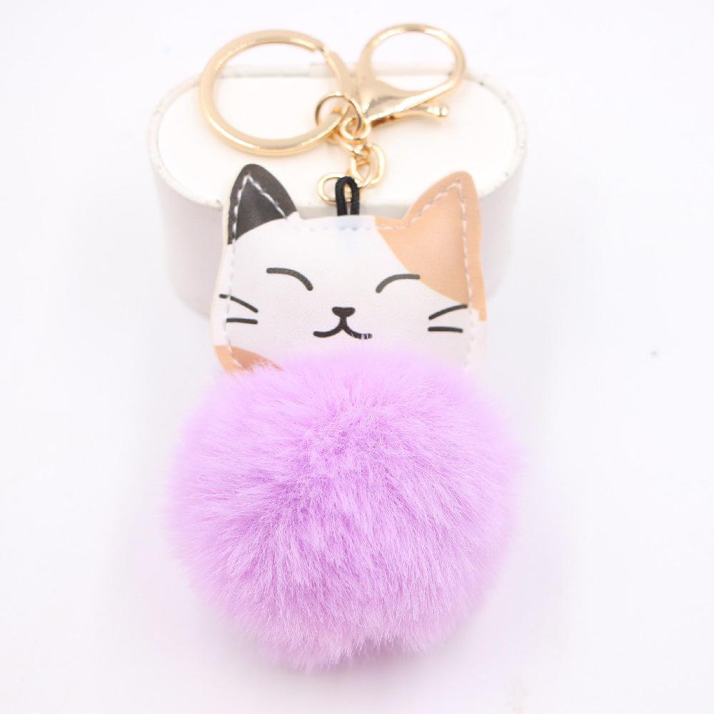 Lucky Cat Plush Pompon Keychain Pendant for Backpacks & Wallets