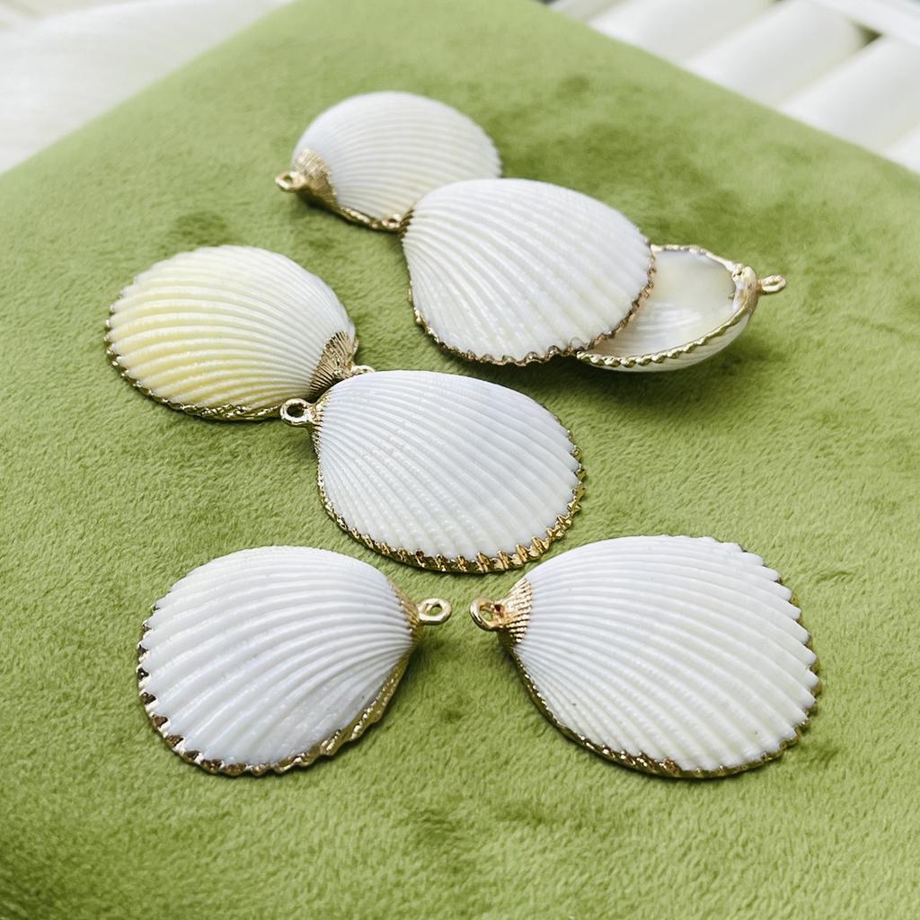10Pcs, Summer Marine Style White Natural Shell Mother of Pearl Zinc Alloy Pendant Charms for Jewelry Making DIY Necklace Accessories, Women Men Craft