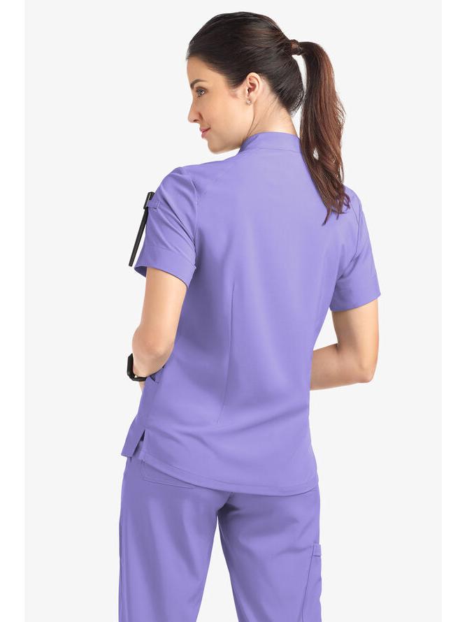 Quick-Dry Short-Sleeve Zipper Gown for Beauty Salon/Hospital Nurses with Casual Stand-Up Collar