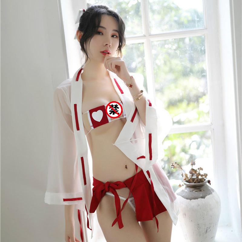 HOT New Sexy lingerie, love bra, bundled pleated skirt, shrine witch kimono uniform, temptation girl