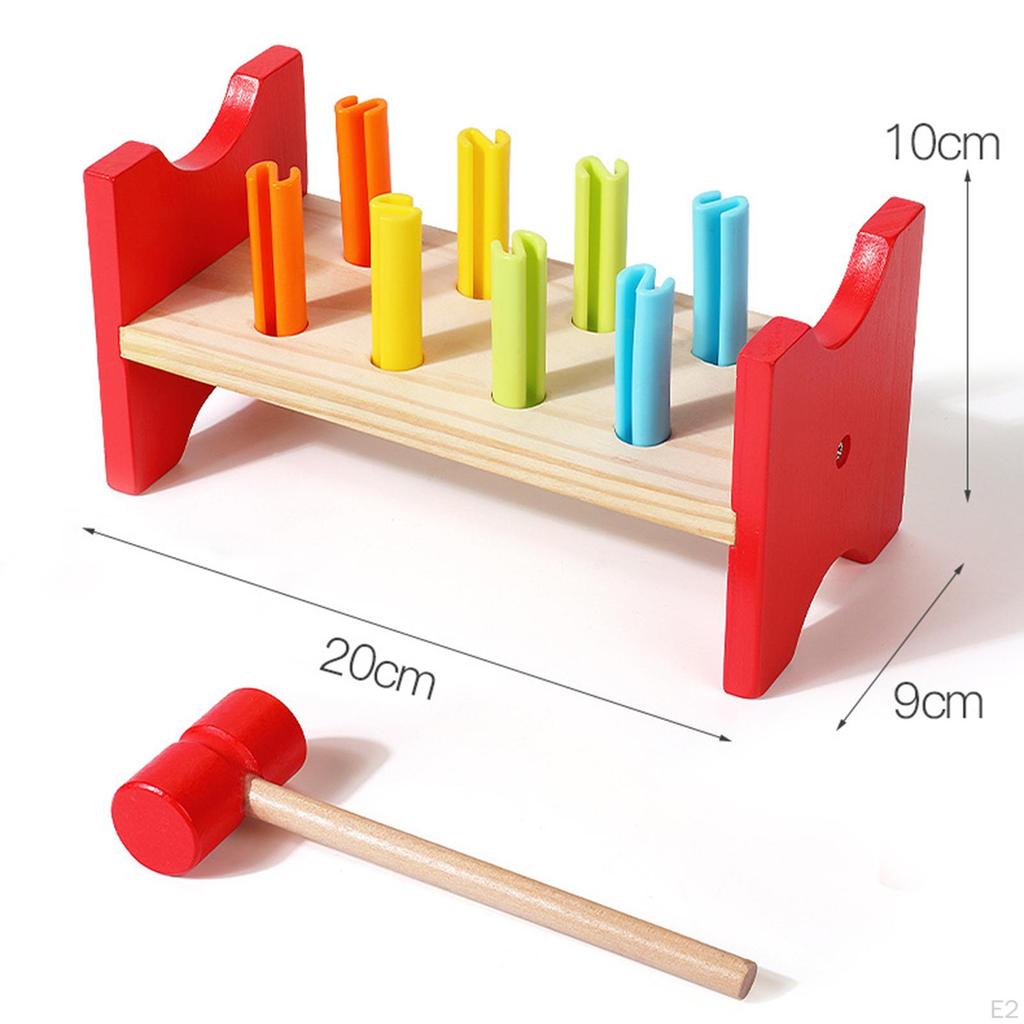 Pounding Bench Wood Toy Early Learning with Mallet Educational for Party Favor