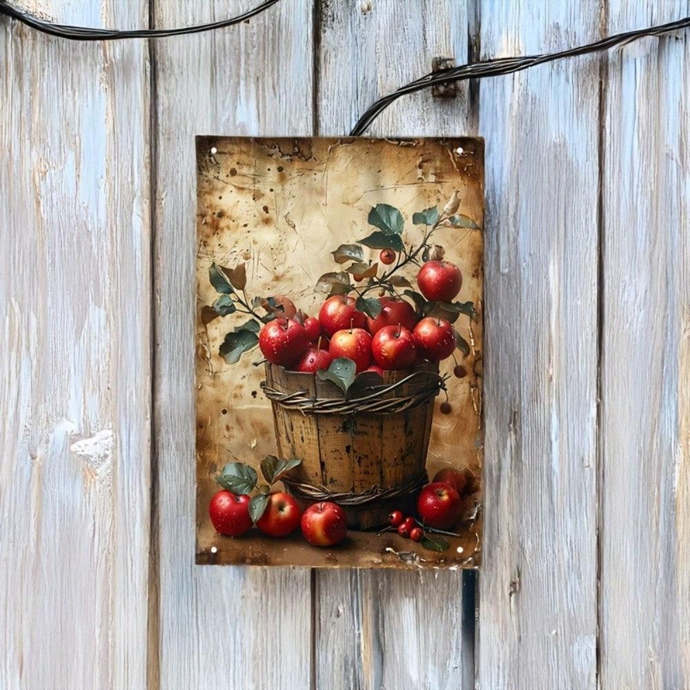 Apple Barrel Vintage Tin Sign Metal Wall Art Rustic Farmhouse Decor 8x12 Inch