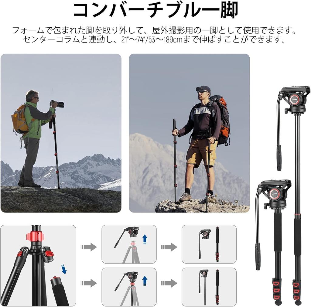 NEEWER 181cm Aluminiumlegierung Video-Stativ mit Fluidkopf und QR Kompatibel mit DJI RS Schwenk für DSLR-Kameras und maximale Lastplatte, Gimbals, 360° &