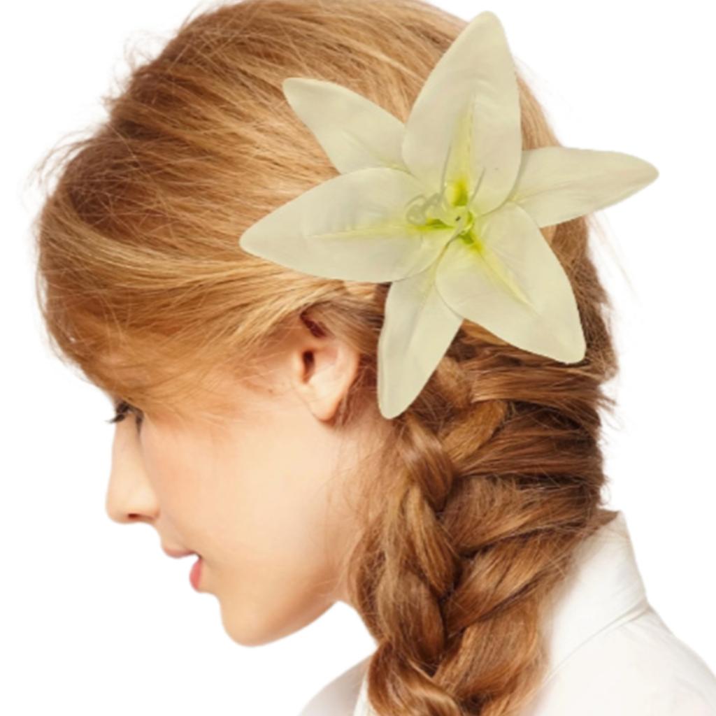 Realistic Lily Flower Hair Claw Clip with Strong Grip Design Resin Flower Hair Clamp Ponytail Holder For Formal Event