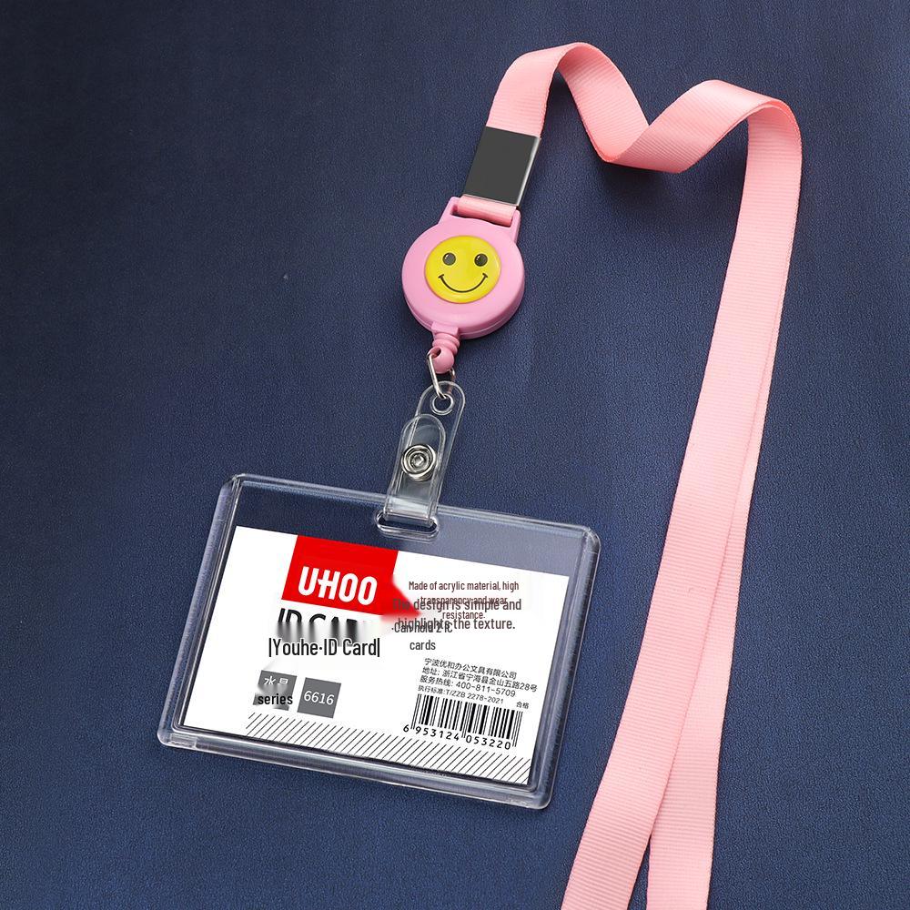 Acrylic Stretchable Badge Holder with Retractable Lanyard for Student or Employee ID Cards